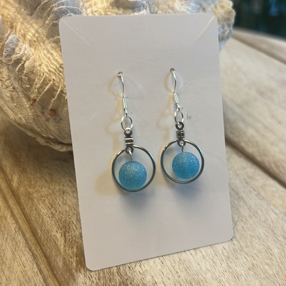 Blue Sea Glass Bead Earrings-NWT - Picture 5 of 11